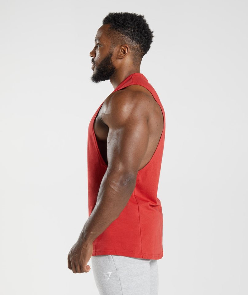 Men's Gymshark React Drop Arm Tanks Red | CA 0DN385